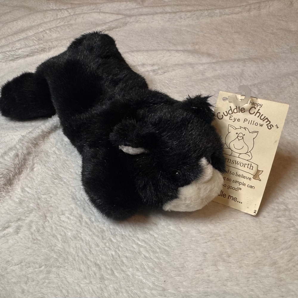 Vintage 1997 Cuddle Chums Farnsworth Black White Cat Eye Pillow‎ Aromatherapy